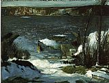 Marketplace in North Africa Paintings - North River by George Bellows